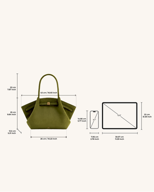Nora Tote – Dunkeloliv (Weiches Wildleder)
