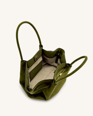 Nora Tote – Dunkeloliv (Weiches Wildleder)